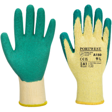 Рукавички робочі з латексним покриттям Portwest A150 Classic Grip A150GNRL р.09 Жовтий/Зелений 1 пара