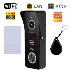 Wi-Fi відеопанель виклику з вбудованим зчитувачем карток MIFARE SEVEN CP-7500FHD-Wi-Fi Чорна