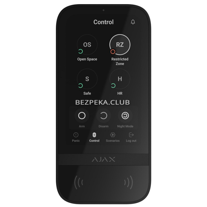 Бездротова клавіатура Ajax KeyPad TouchScreen black з сенсорним екраном для керування системою Ajax