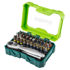 Verto Біти, набір 32шт, 1/4", бітотримач, ключ з тріскачкою, SL,PH,PZ,H,TT,TX, 25мм, CrV, кейс