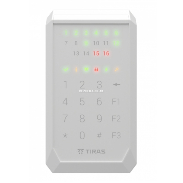 Кодова клавіатура Тирас K-PAD16+ white для керування охоронною системою на базі Orion NOVA II