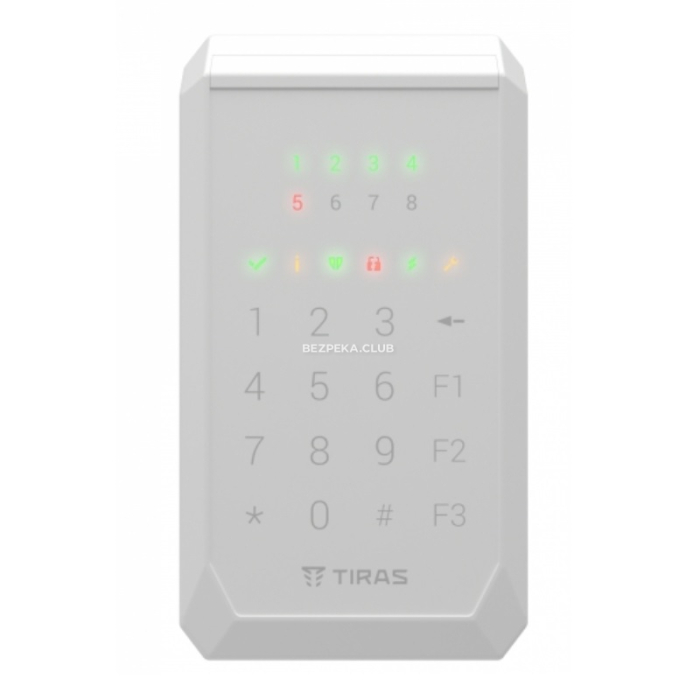 Кодова клавіатура Tiras K-PAD8 white для керування охоронною системою Orion NOVA II