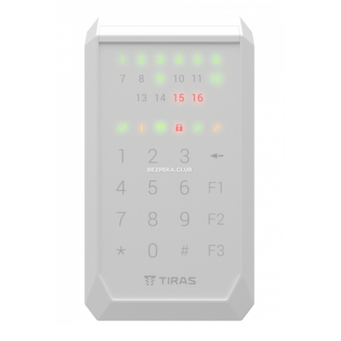 Кодова клавіатура Тирас K-PAD16 white для керування охоронною системою Orion NOVA II