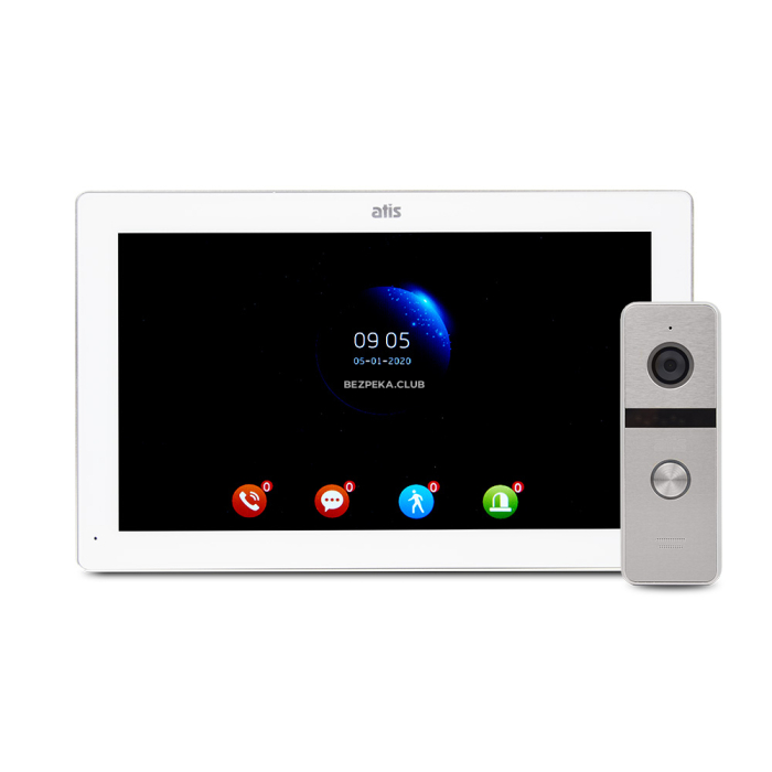 Комплект відеодомофону ATIS AD-1070FHD/T White з підтримкою Tuya Smart + AT-400FHD Silver