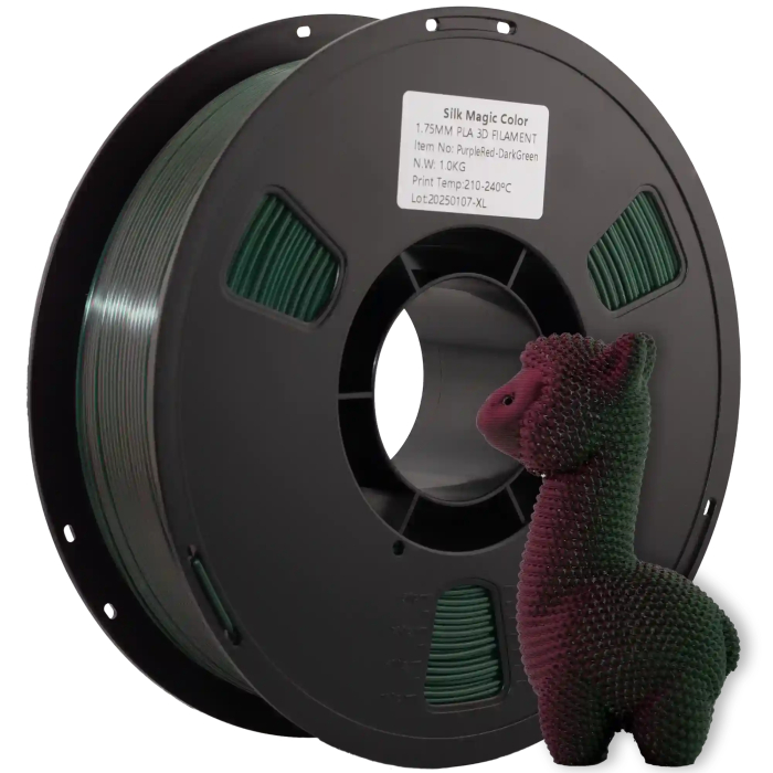 SILK PLA Dual Color-пластик для 3D-принтера 1.75mm 1кг Фіолетово-червоний Темно-зелений